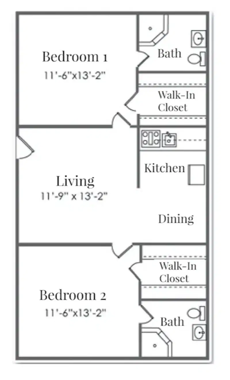 University Place, Denton – 2 Bedroom 2 Bathroom | B1
