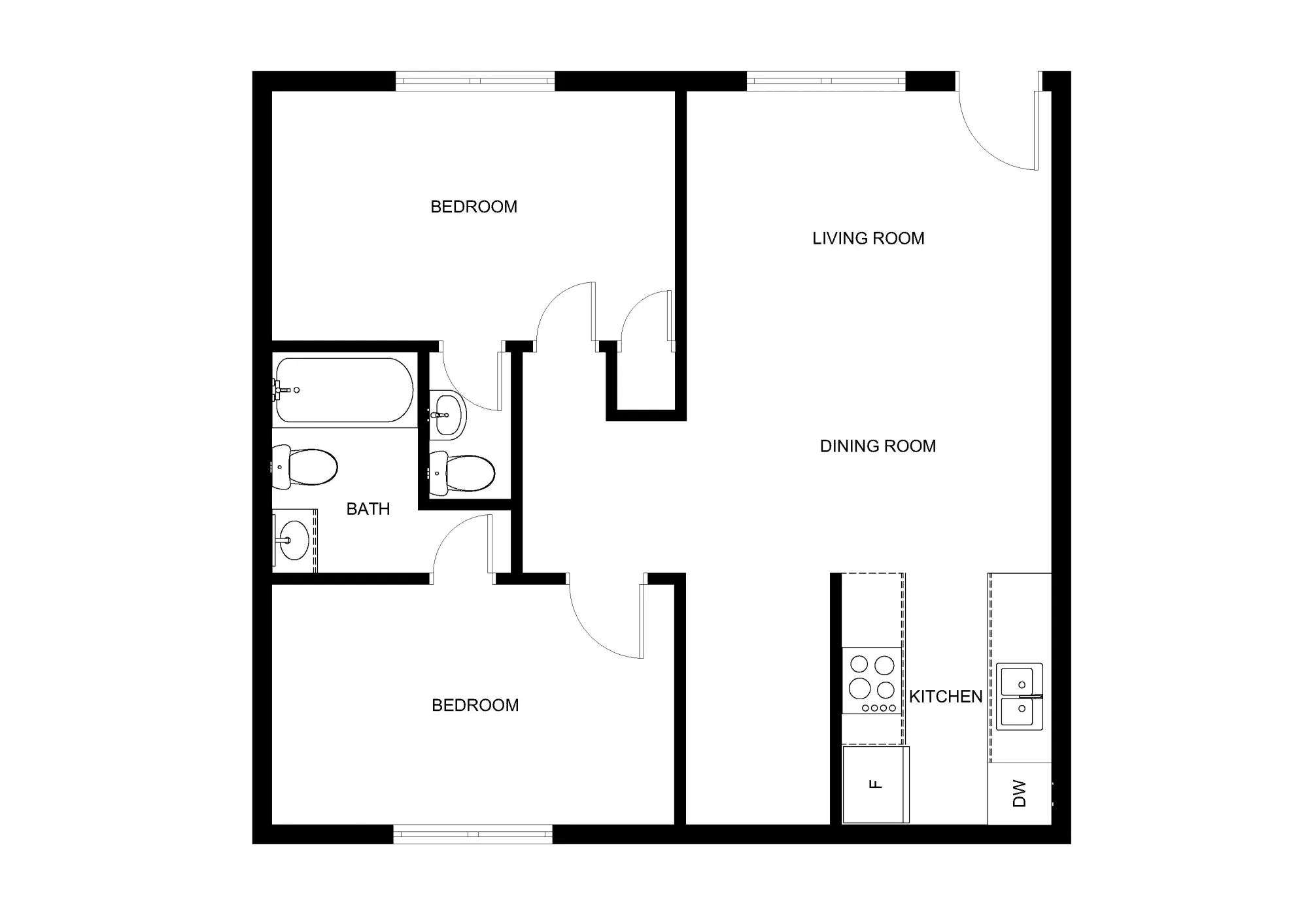 Starlite, Denton – 2 Bedroom 1.5 Bathroom | B1