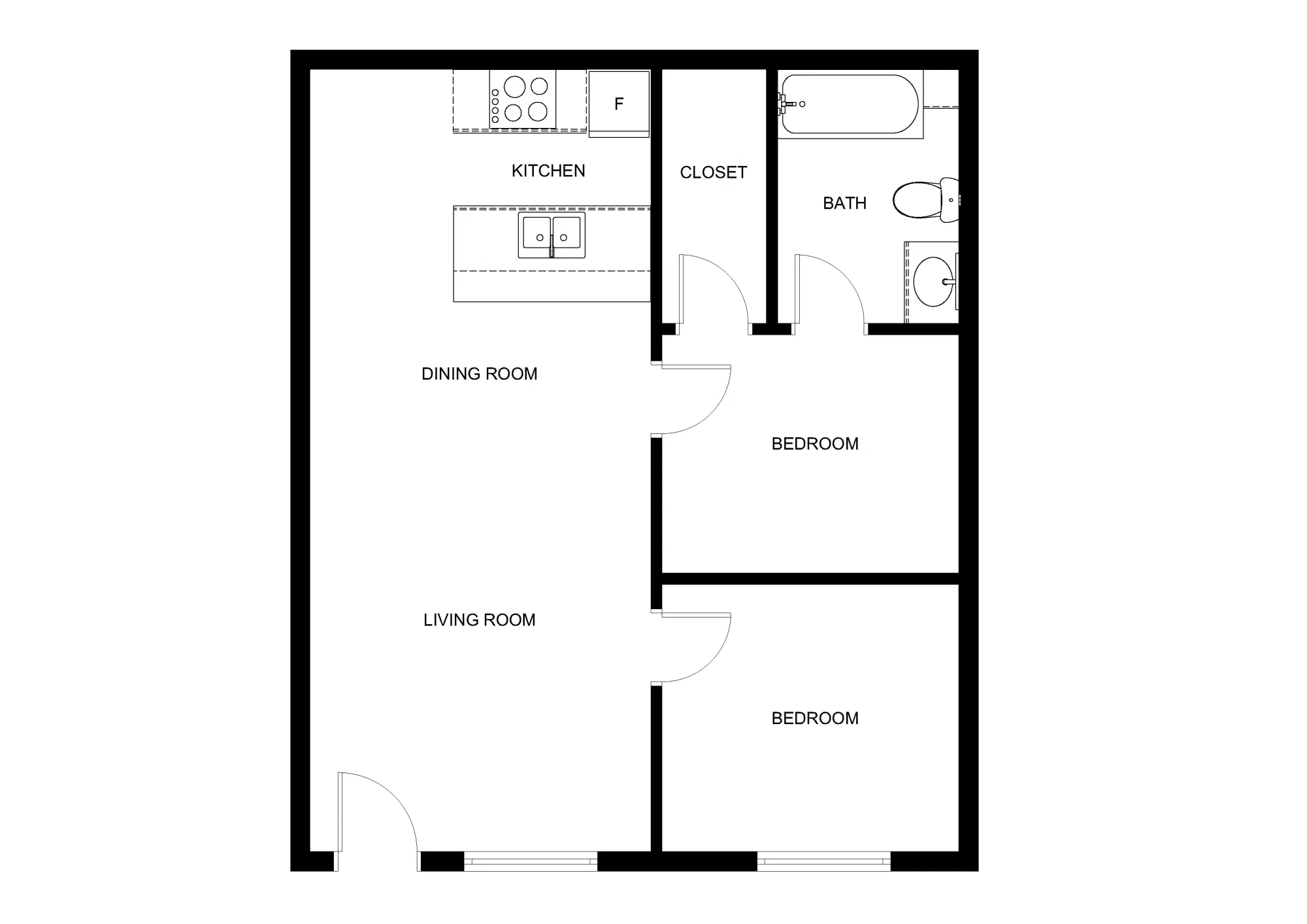 The Metro, Denton – 2 Bedroom 1 Bathroom | B1