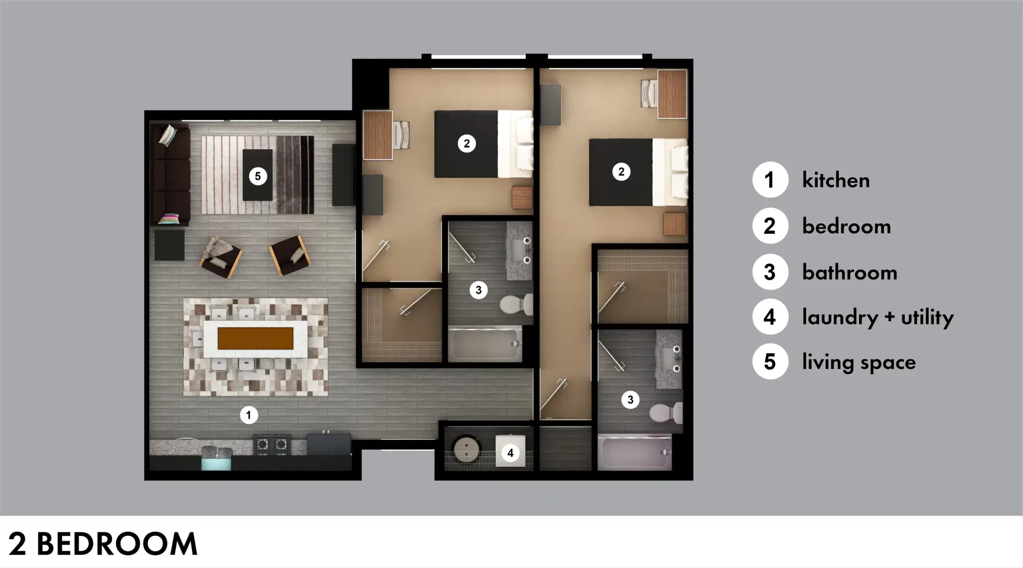 The Enclave, Youngstown – Room in 2 Bedroom 2 Bathroom | 2A