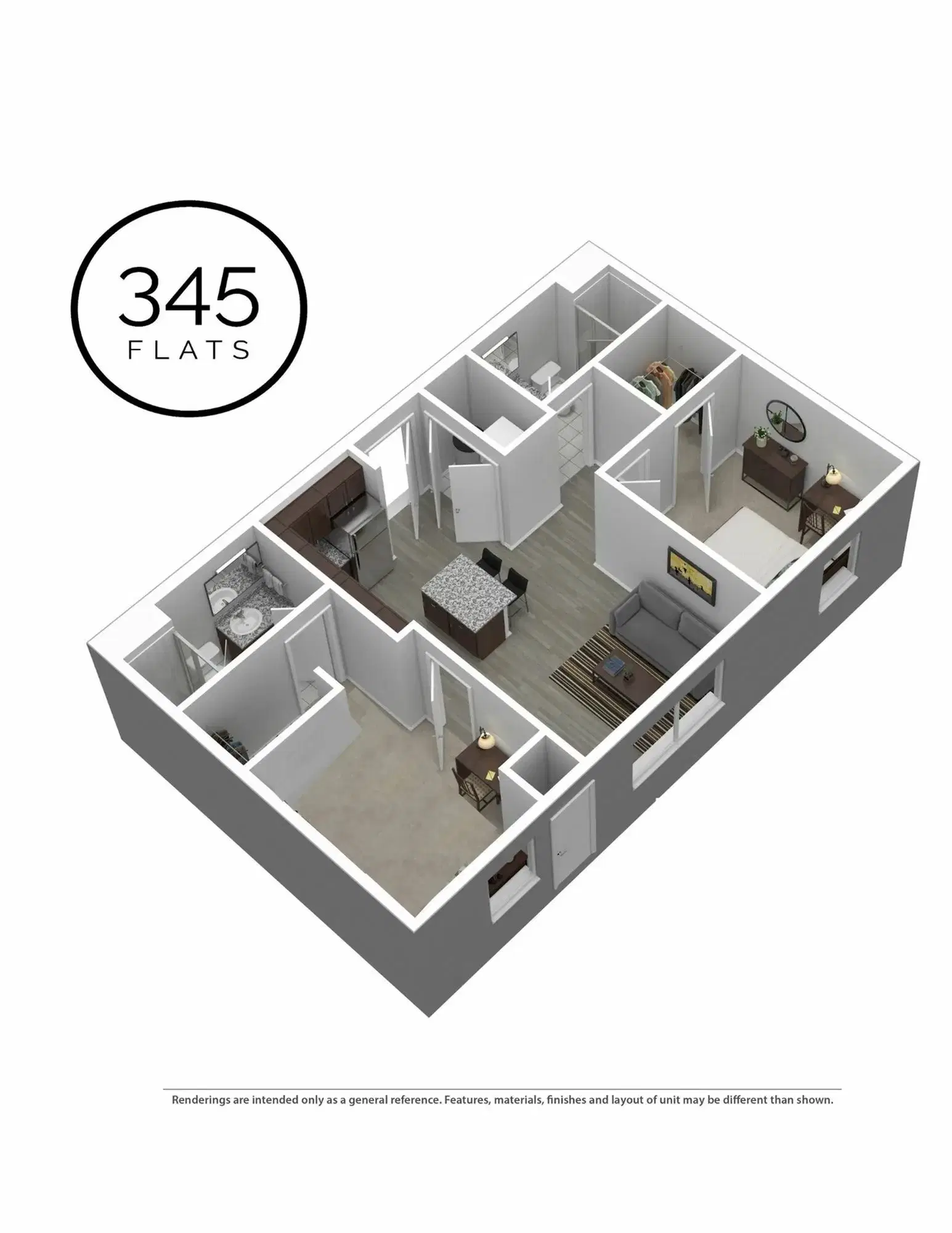 345 Flats, Kent – 1 Bed 2 Bath | Professional Suite
