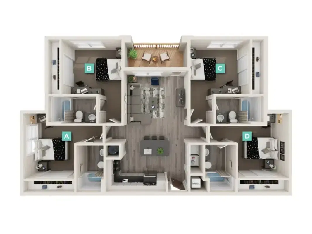 Yugo Pavilion, Kennesaw – Room in a 4 Bed 4 Bath | Garden D1-4x4