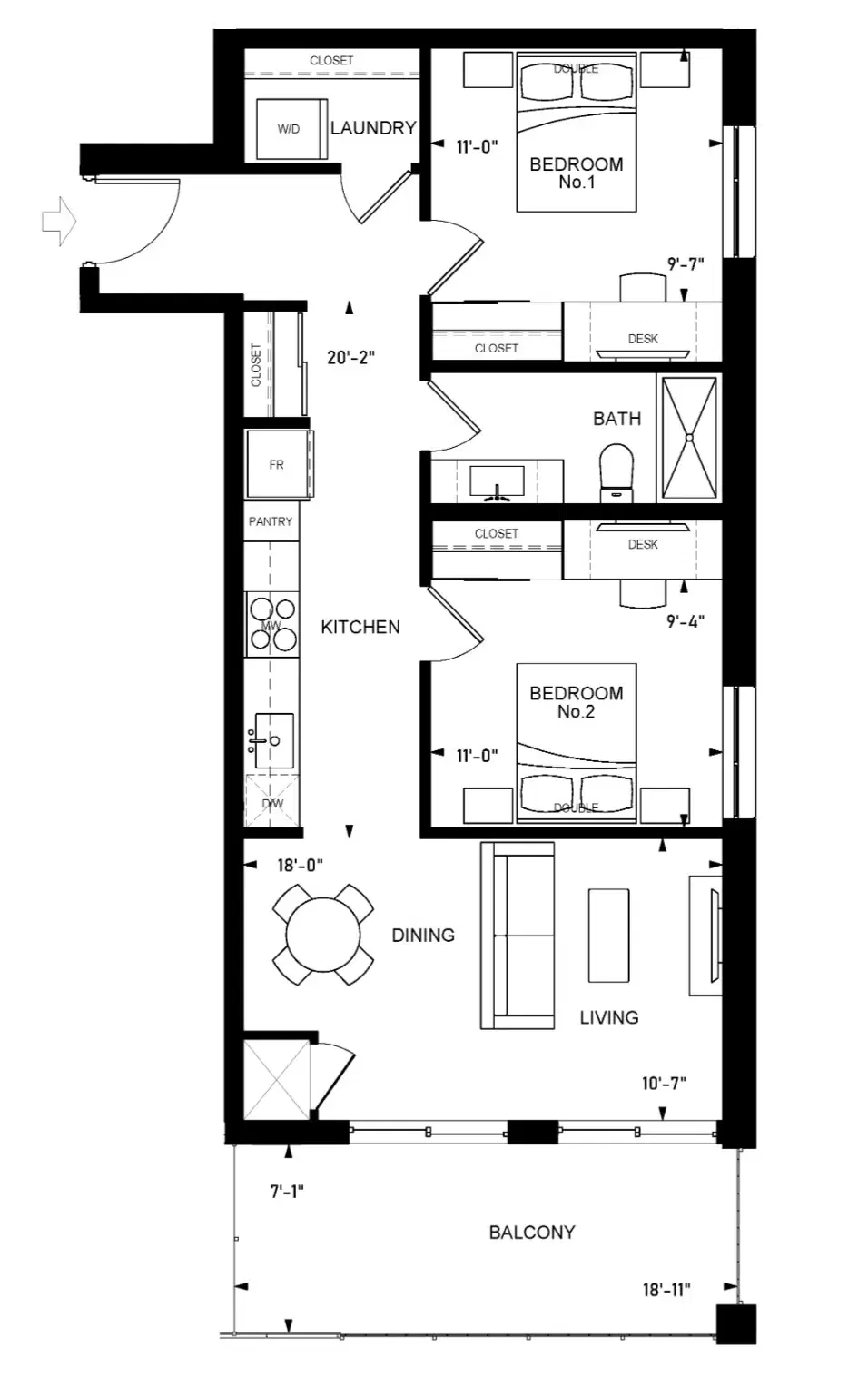 Flex Rentals, Waterloo – 2 Bed Type D