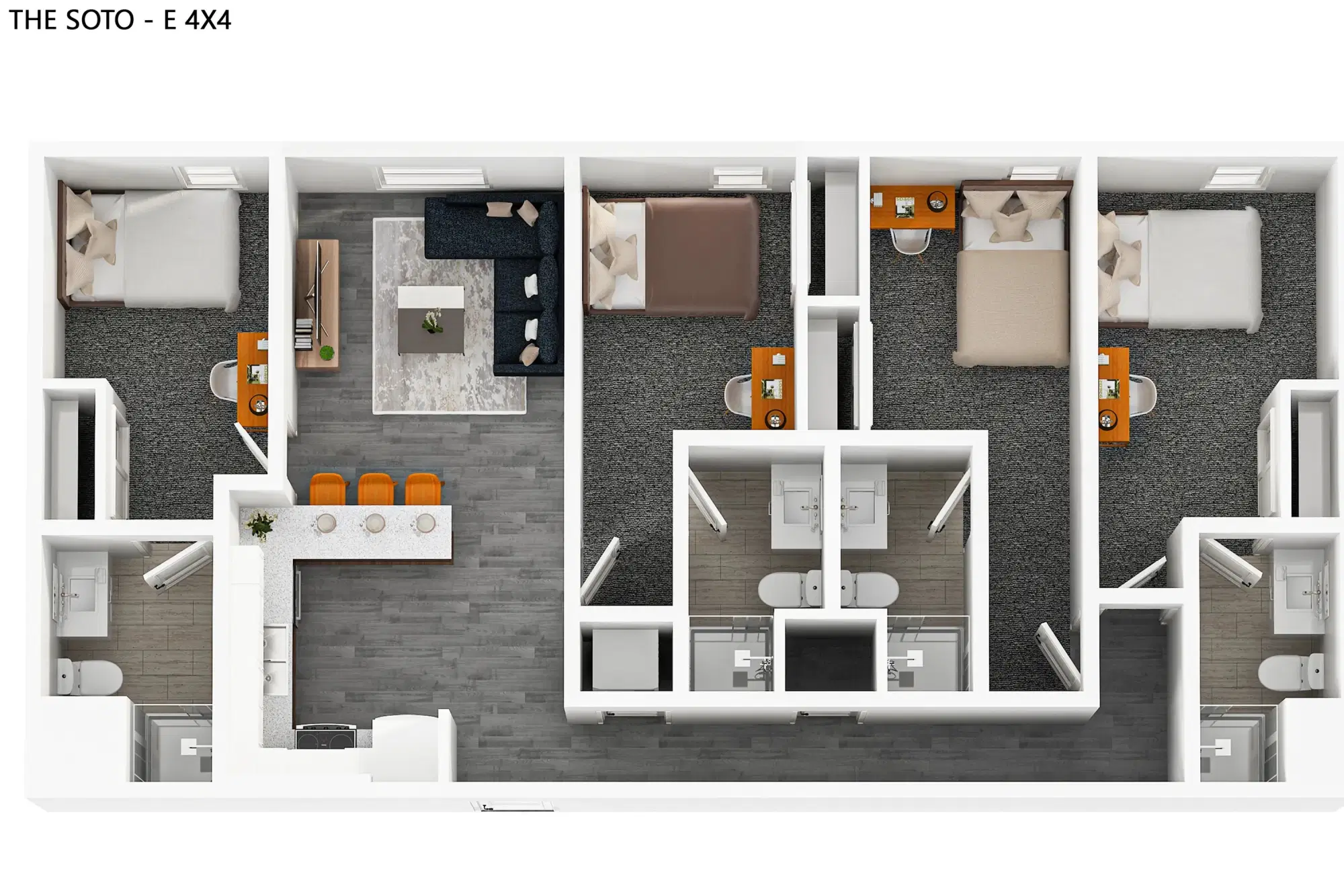 The Soto, Eugene – Room in a 4 Bedroom 4 Bathroom | E4x4