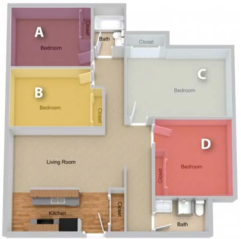 The Edge at 1815 Apartments, Mount Pleasant – Room in 4 Bedroom 2 Bathroom