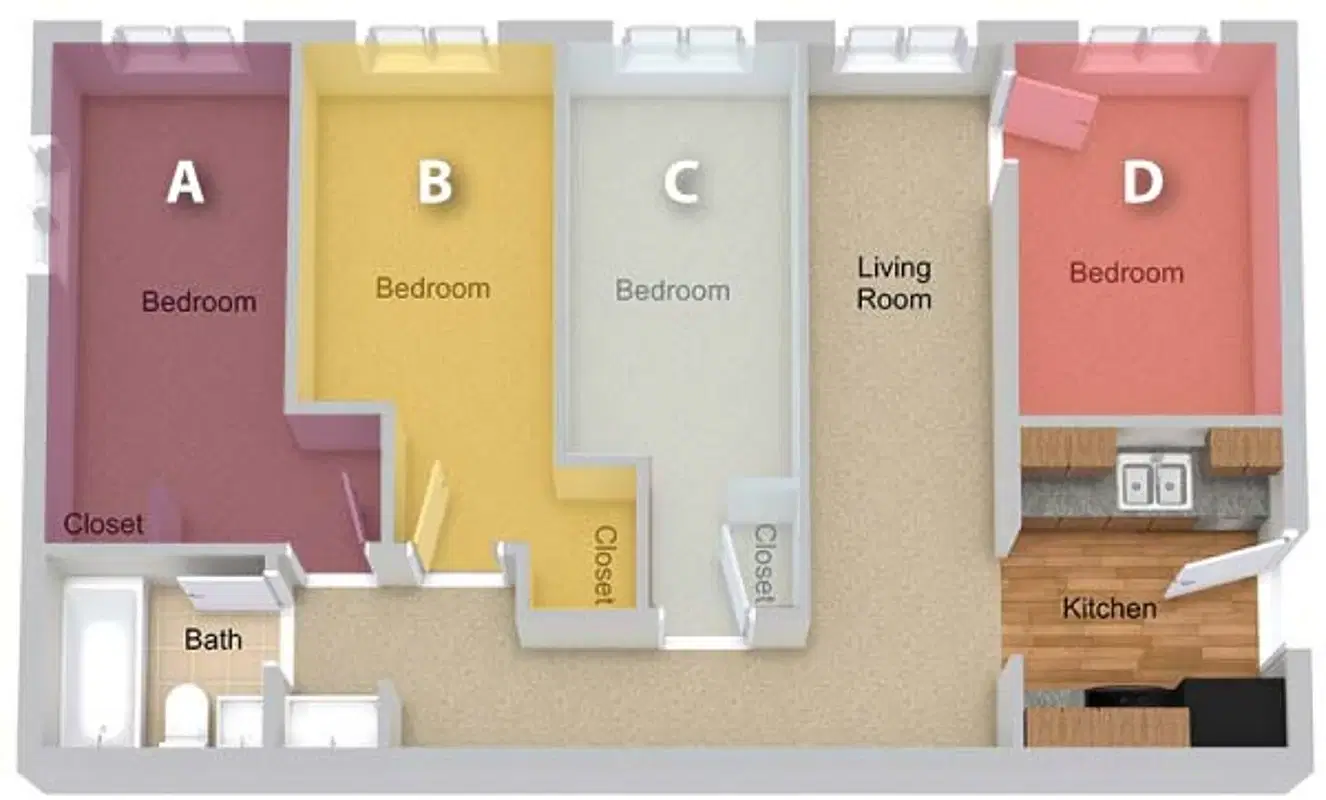 The Edge at 1815 Apartments, Mount Pleasant – Room in 4 Bedroom 1 Bathroom
