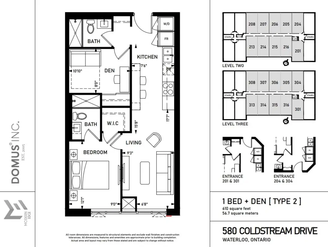 Coldstream, Waterloo – 1 Bed 1 Bath | 1 Bed + Den