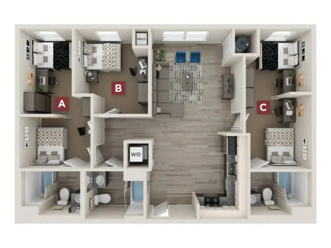 Yugo Echelon, State College – Room in a 3 Bedroom 3 Bathroom - Chestnut C1