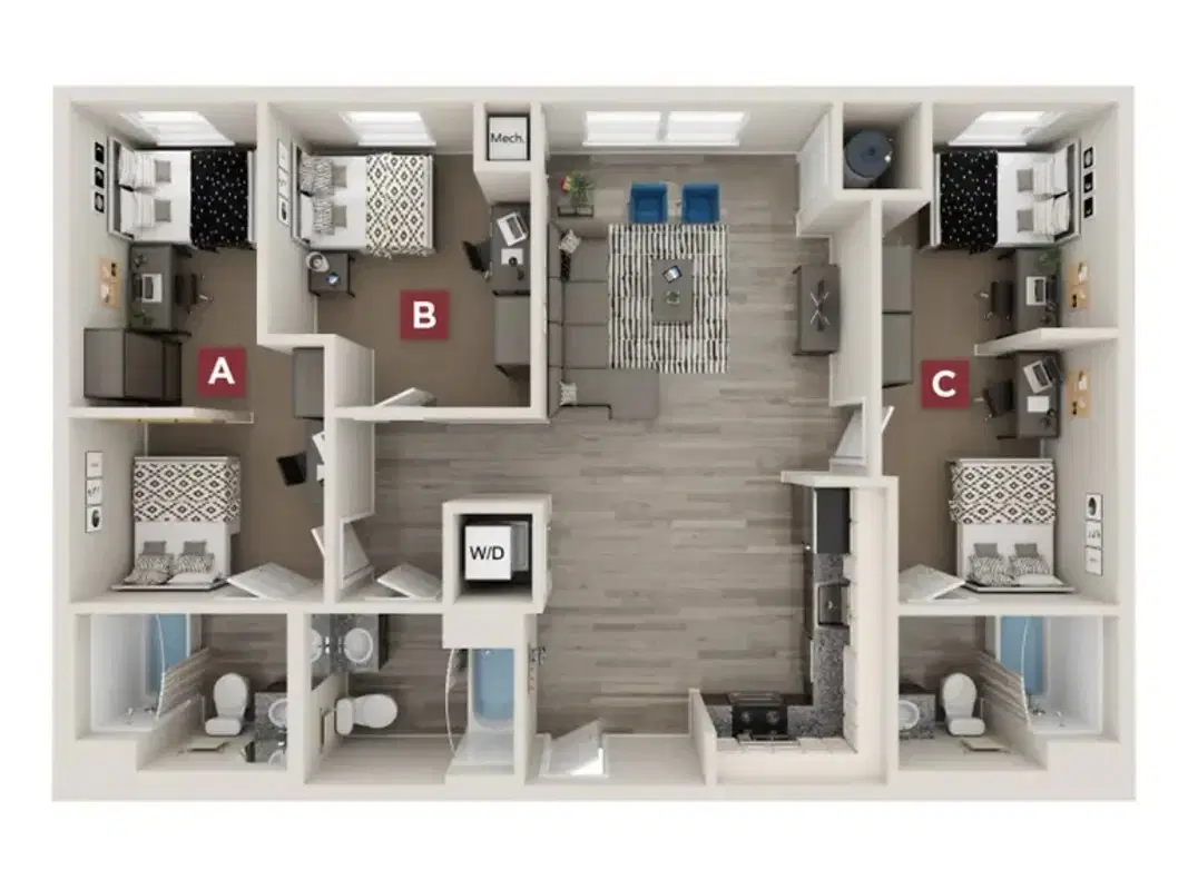 Yugo Echelon, State College – Room in a 3 Bedroom 3 Bathroom - Chestnut C2