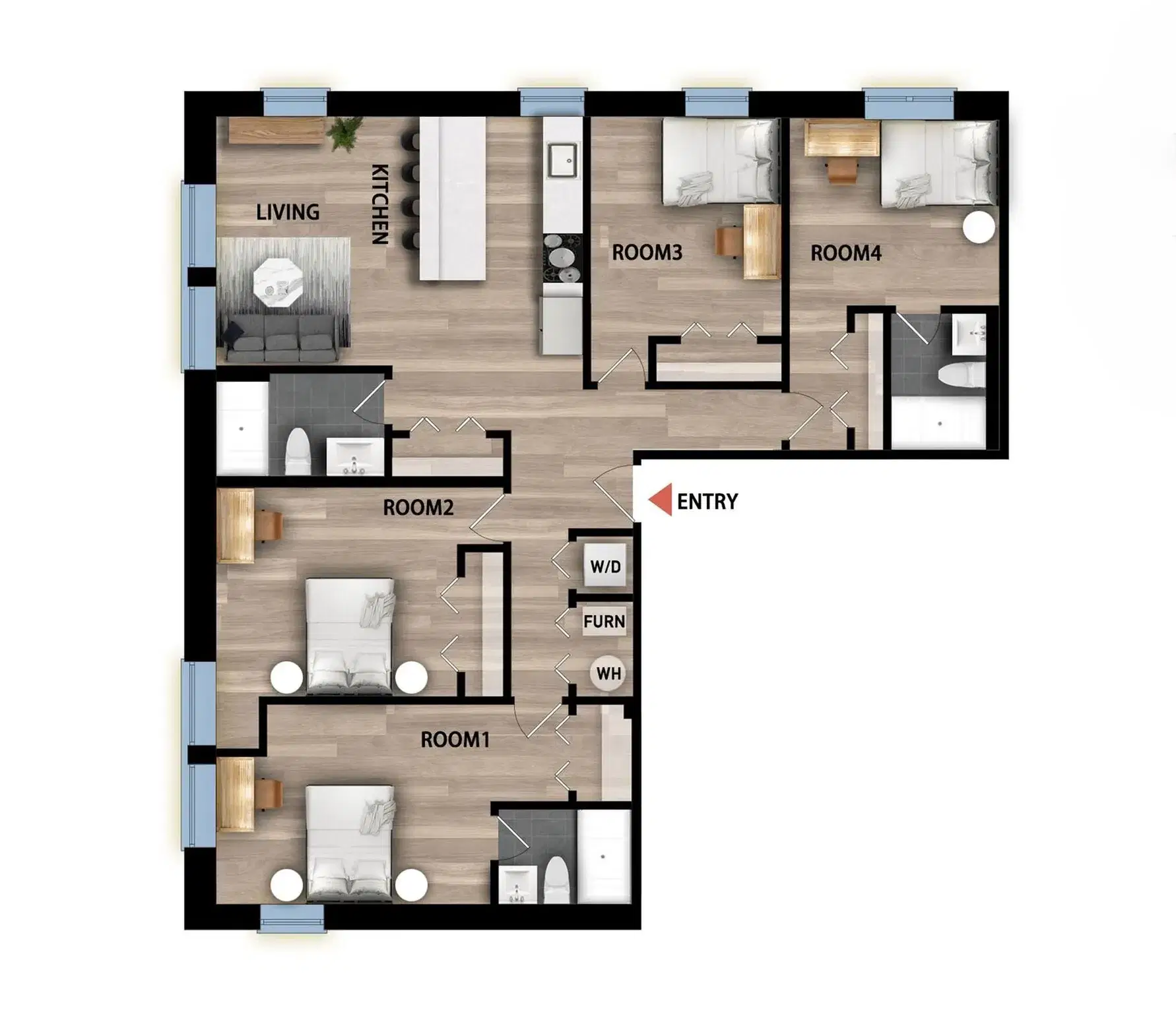 Pilsen Co-living, Chicago – Private Bedroom (w/ Semi-Shared Bath) In 4 Bed 3 Bath Apartment