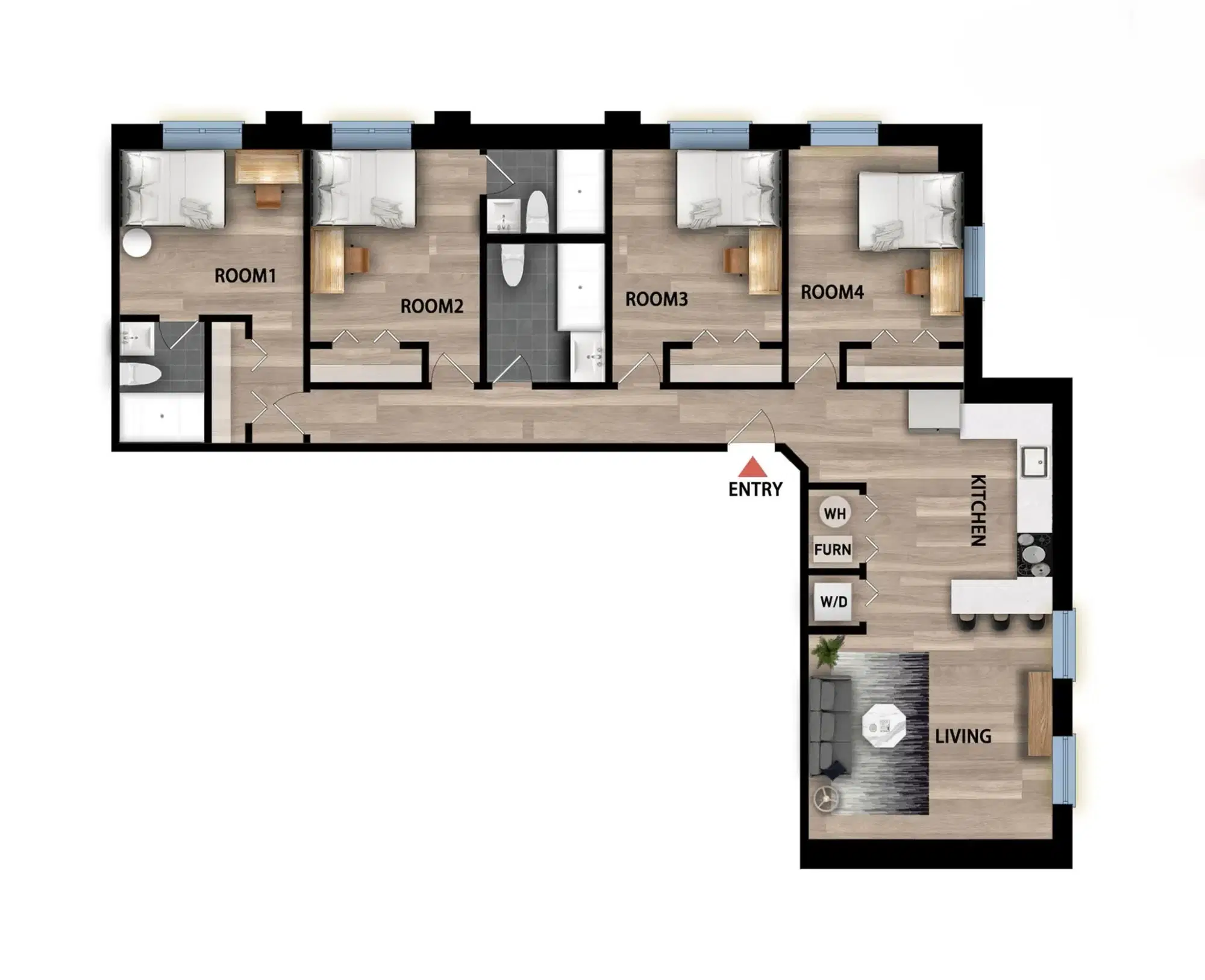 Pilsen Co-living, Chicago – Private Bedroom (w/ Private Attached Bath) In 4 Bed 3 Bath Apartment