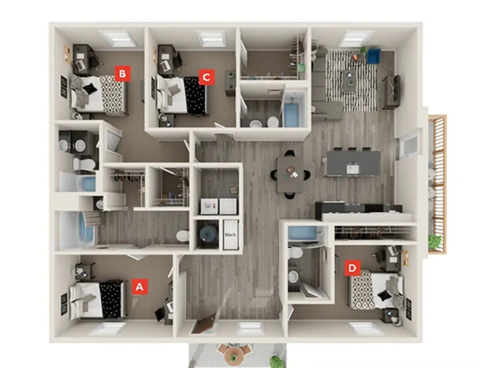 The Retreat, Fayetteville – Room in a 4 Bedroom 4 Bathroom | Woodbury Flat B
