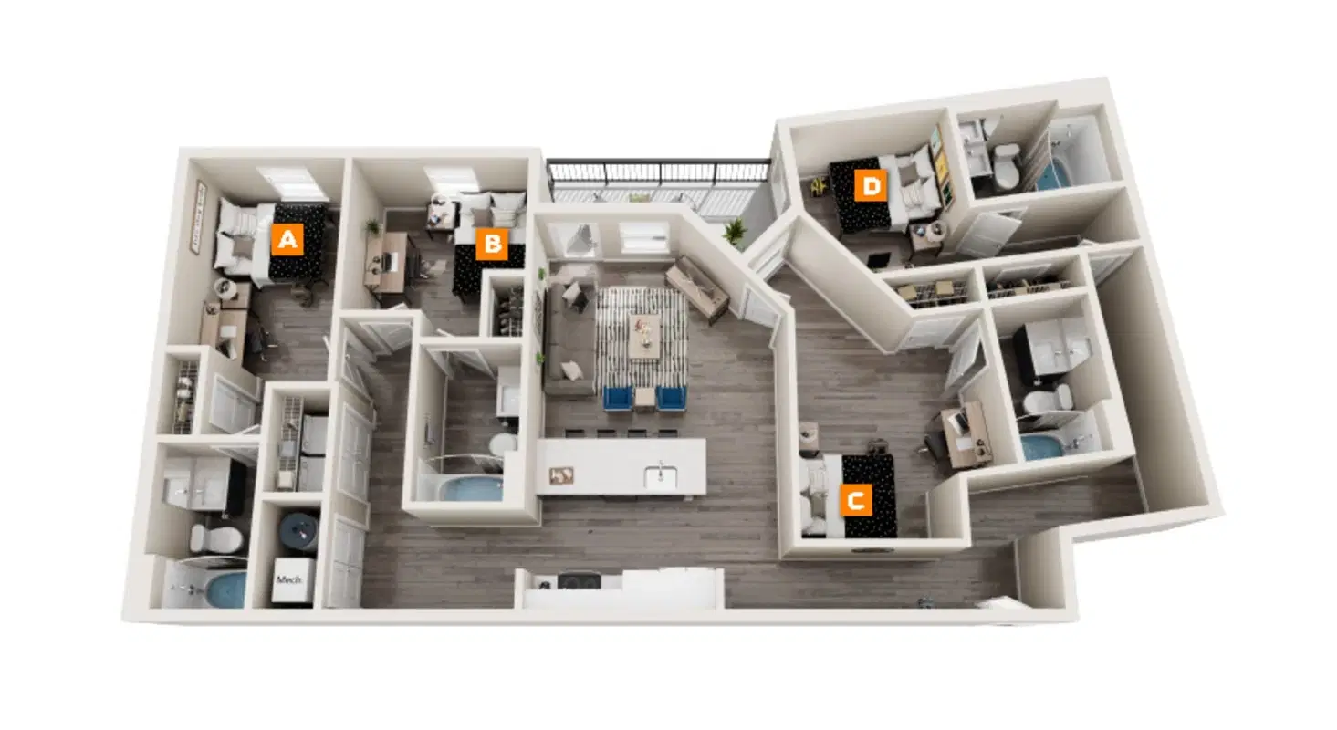 The Mark, Knoxville – Room in a 4 Bedroom 4 Bathroom | D2