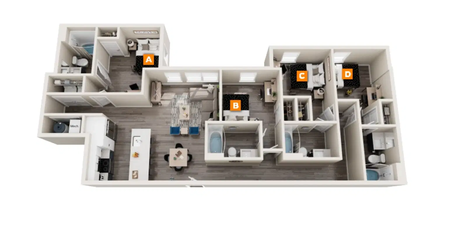 The Mark, Knoxville – Room in a 4 Bedroom 4 Bathroom | D4 Deluxe