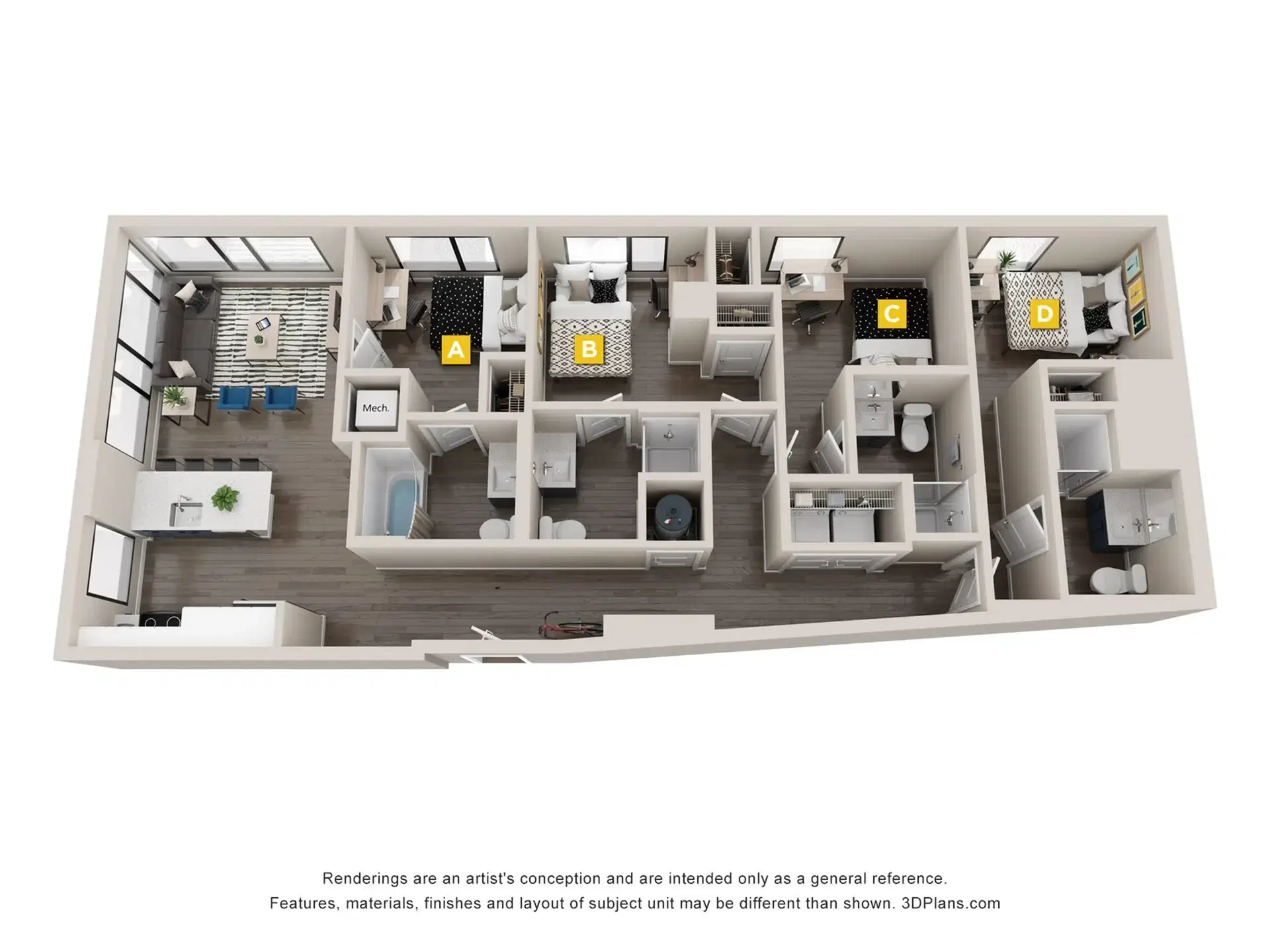 The Legacy at Ann Arbor, Ann Arbor – Room in a 4 Bedroom 4 Bathroom | D2