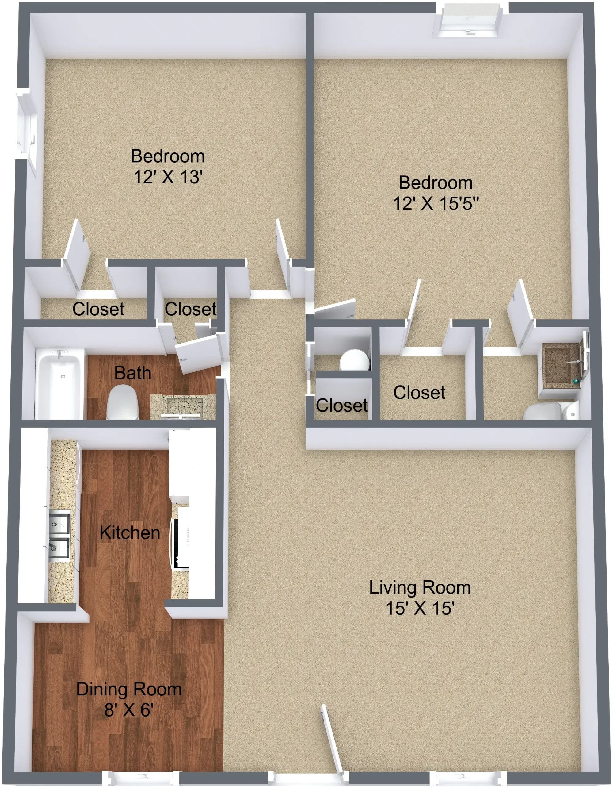Carolina Crossing Apartments, Greenville – 2 Bed 1.5 Bath | The Norway