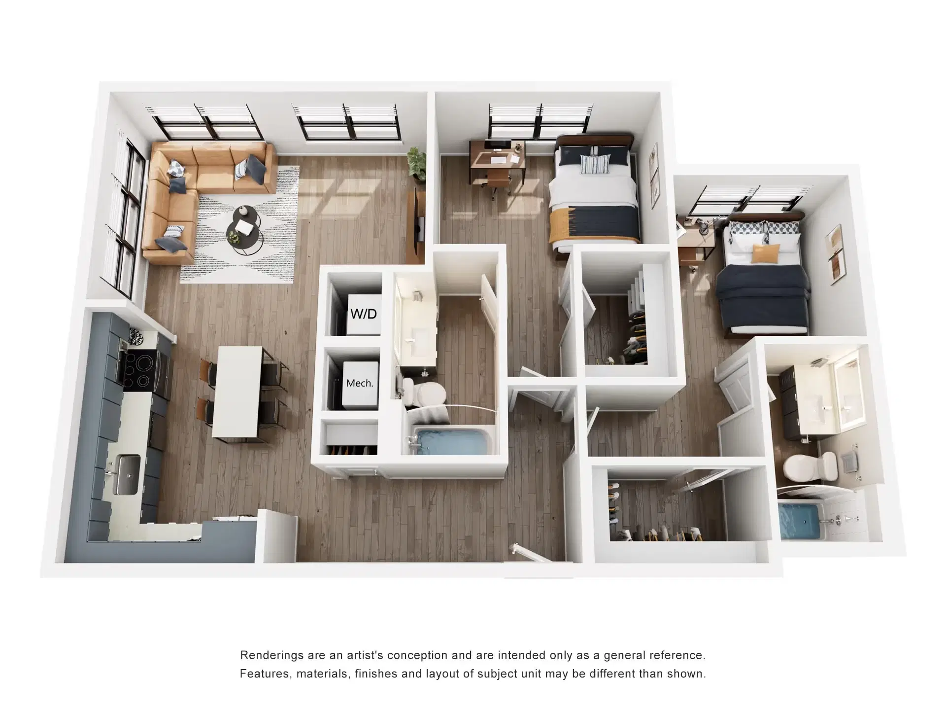The Rook, Orlando – Room in 2 Bedroom 2 Bathroom | B3