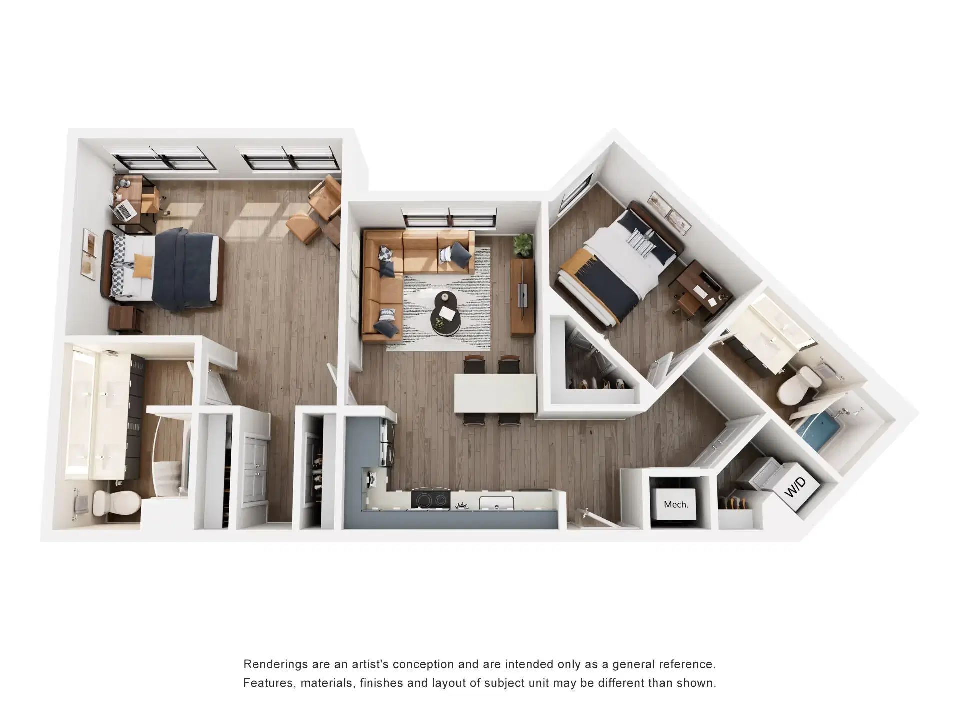 The Rook, Orlando – Room in 2 Bedroom 2 Bathroom | B4