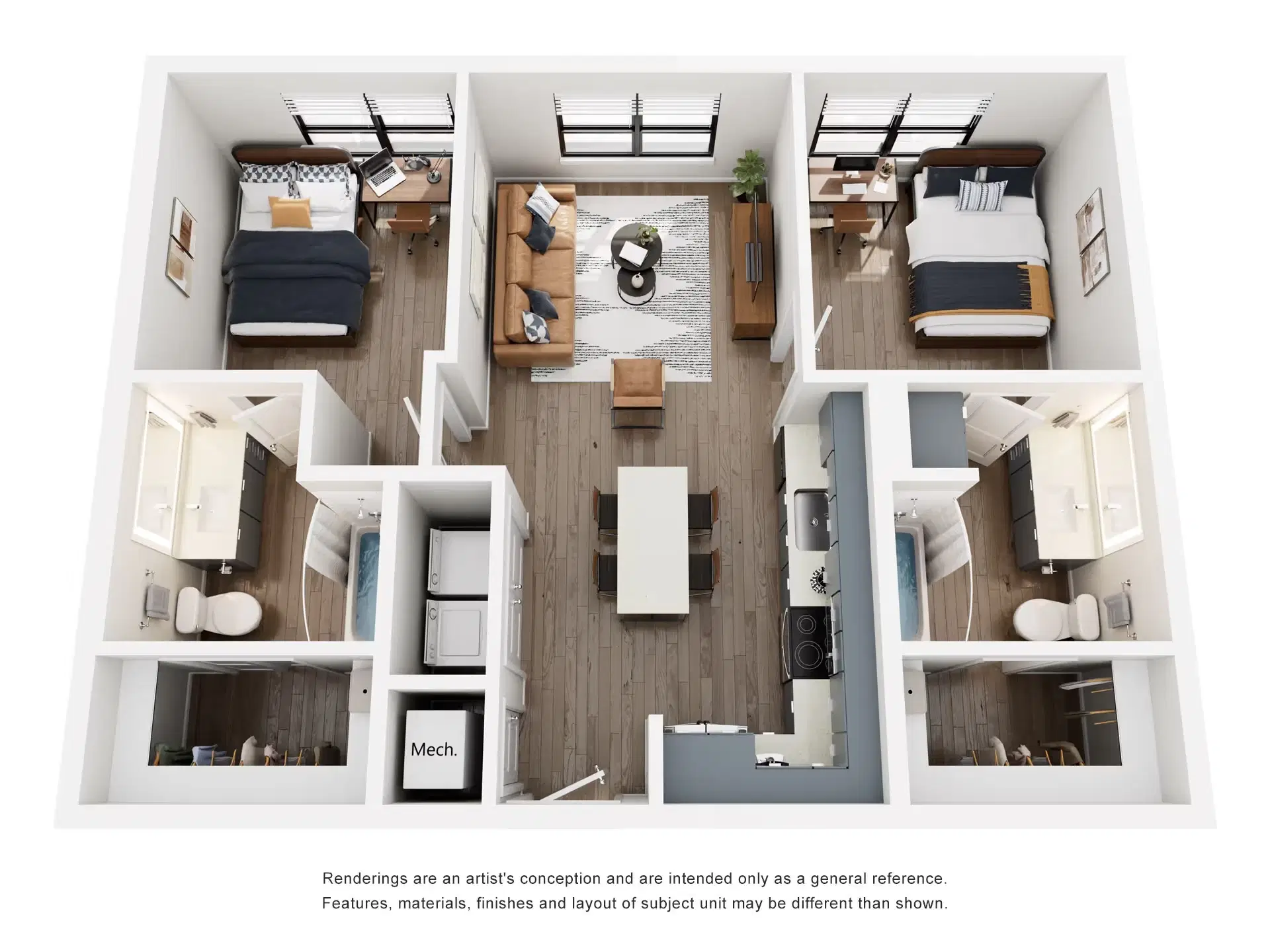 The Rook, Orlando – Room in 2 Bedroom 2 Bathroom | B1