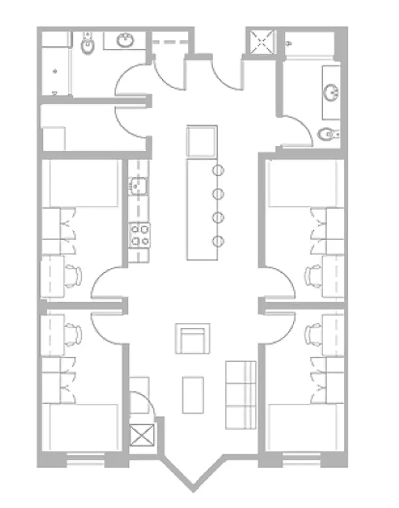 Z Place, Ann Arbor – Room in a 4 Bed 2 Bath | D1 Alt1 - 4x2
