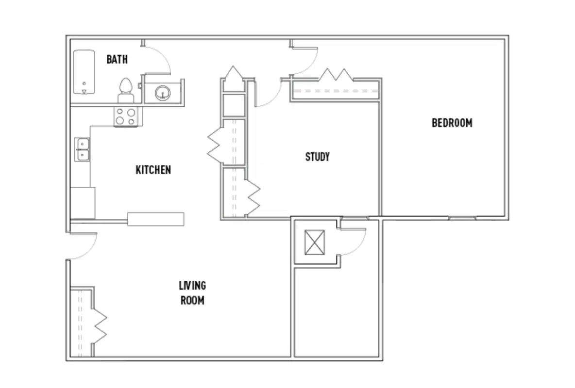 Willowtree Apartments & Tower, Ann Arbor – Room in Tower - 1 Bed - 1 Bath w/ Study