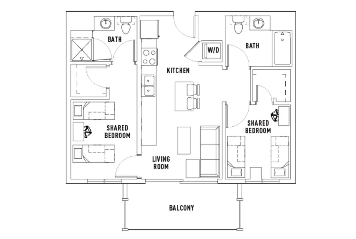 The James, Madison – Room in 2 Bed - 2 Bath A