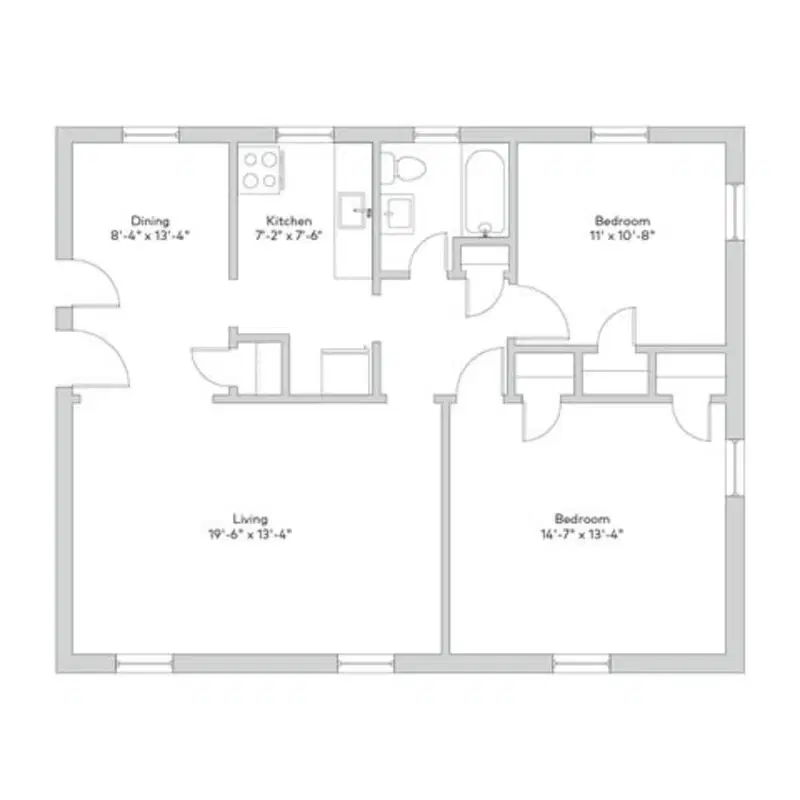 River Terrace Gardens, River Edge – 2 Bed 1 Bath