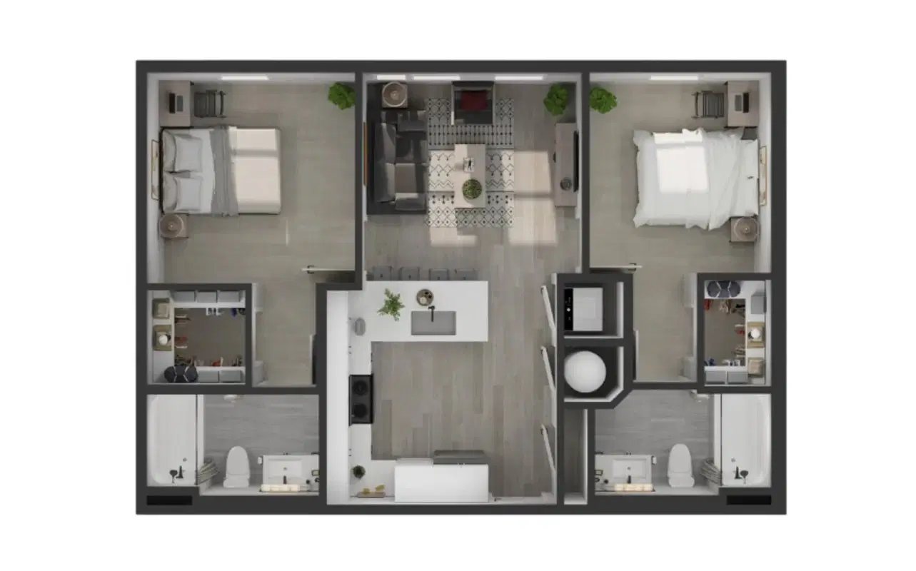Lofts at Cascades, Tallahassee – 2 Bed 2 Bath | 2A