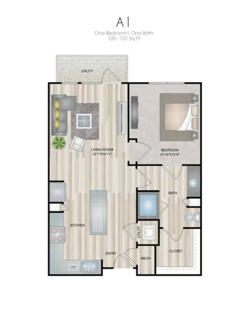 Oxford at Medical Center, San Antonio – Room in 1 Bed 1 Bath | A1