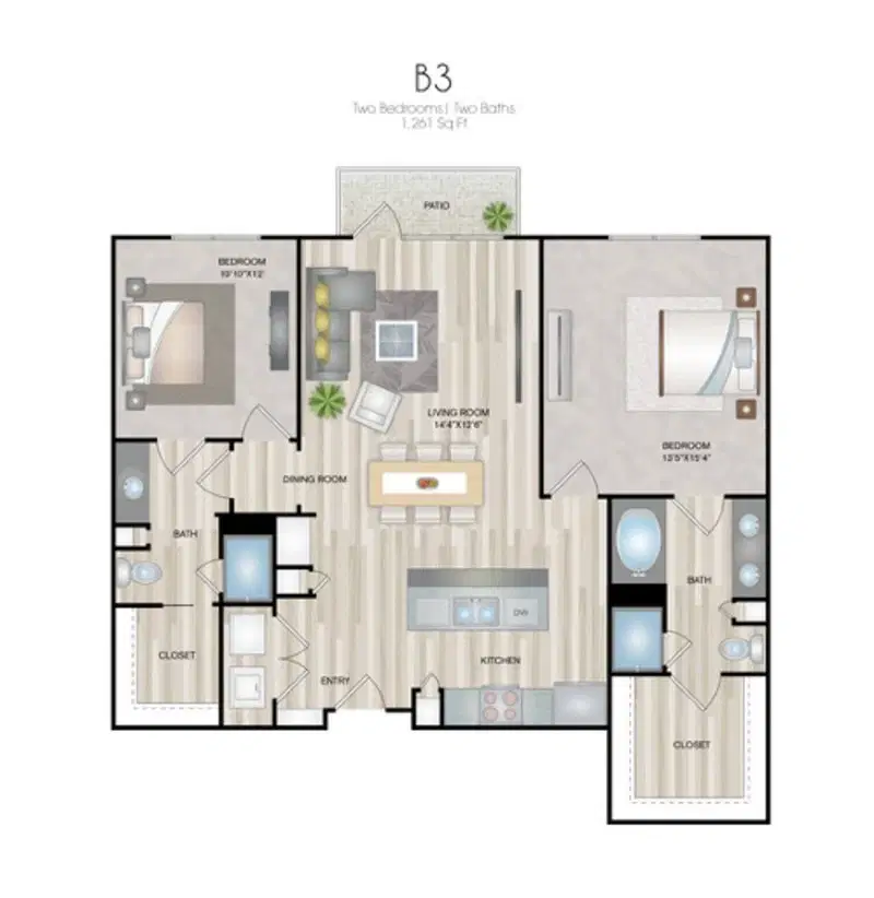 Oxford at Medical Center, San Antonio – Room in 2 Bed 2 Bath | B3