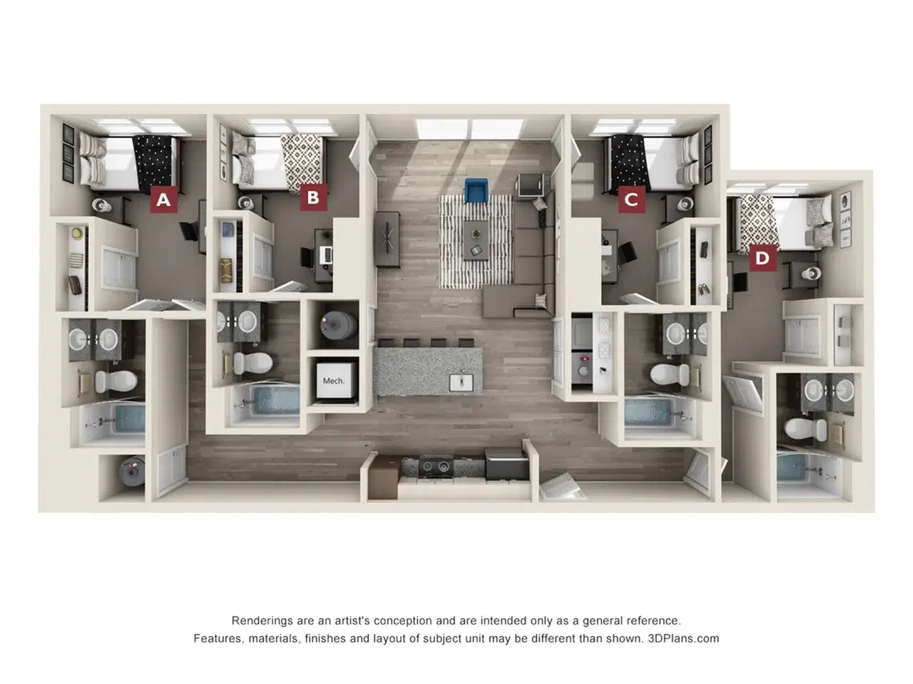 The Mark Atlanta, Atlanta – Room in a 4 Bed 4 Bath | The Park 4x4