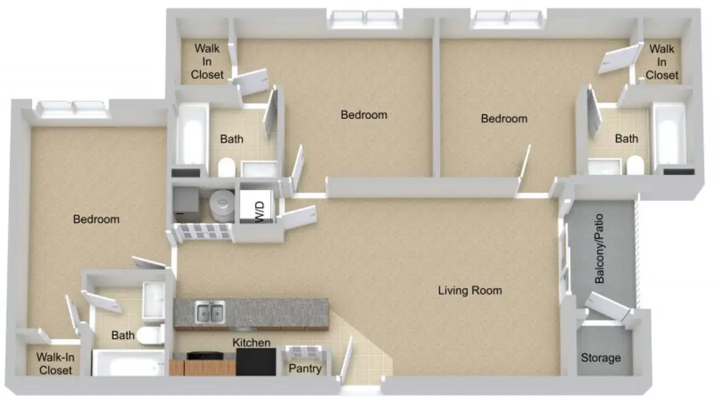 900 on Park Apartments, Carbondale – Three Bedroom