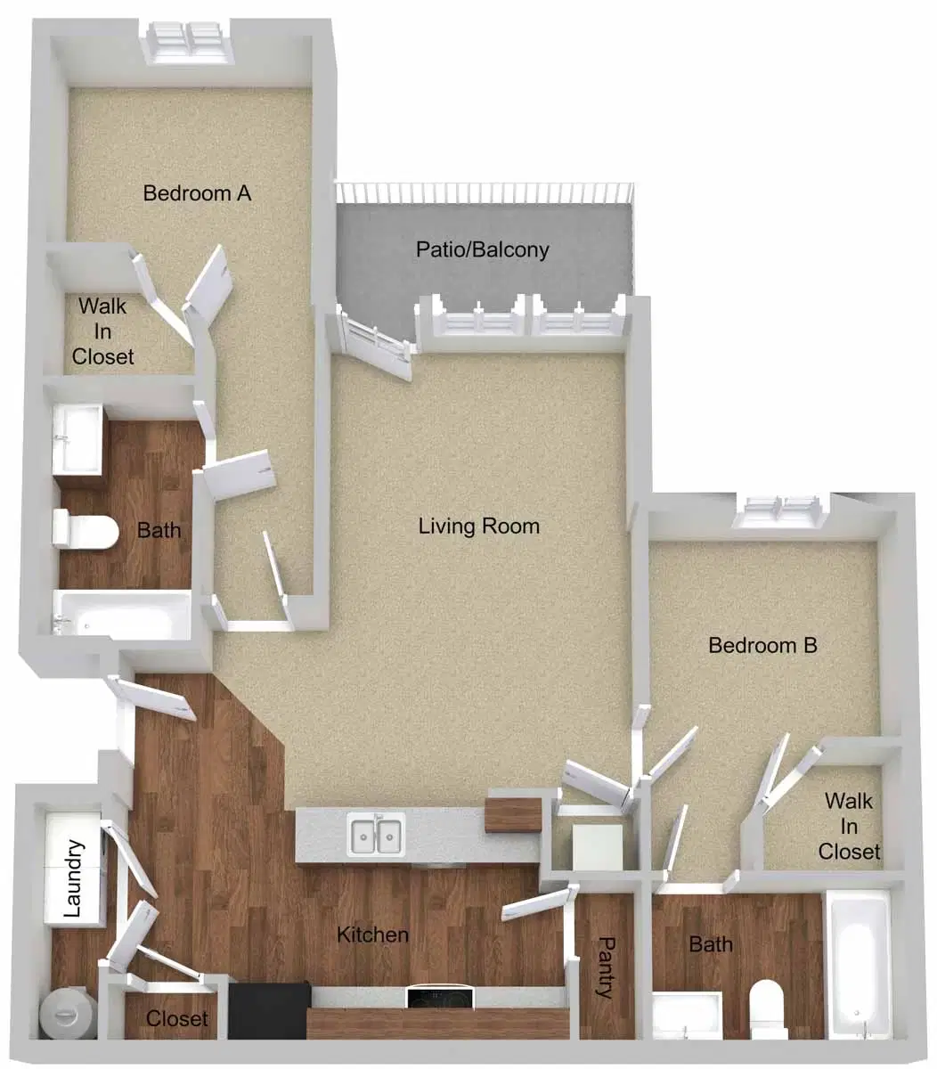St Joe Place Apartments, Fort Wayne – Two Bedroom