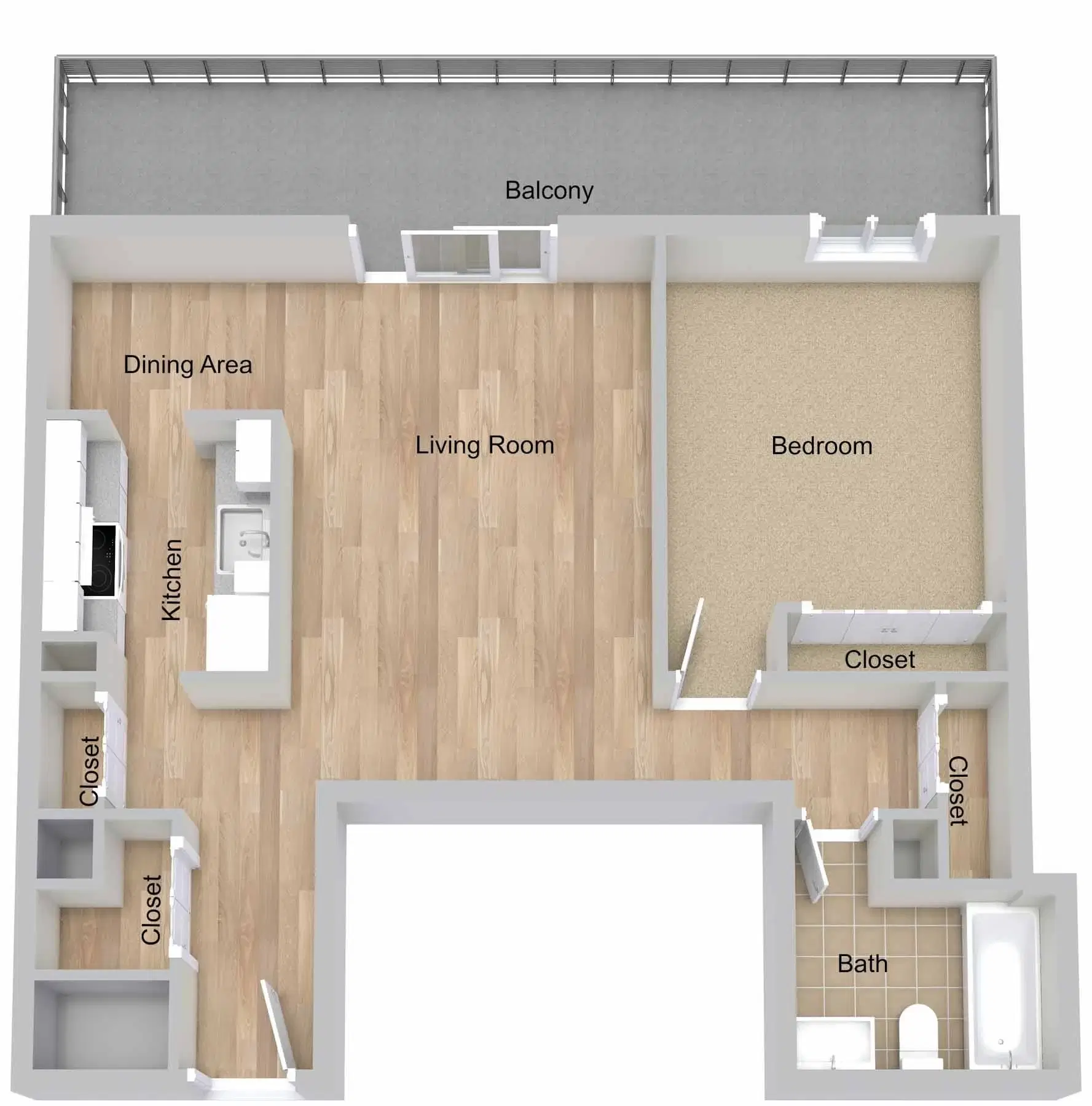 The Jefferson Apartments, Detroit – One Bedroom