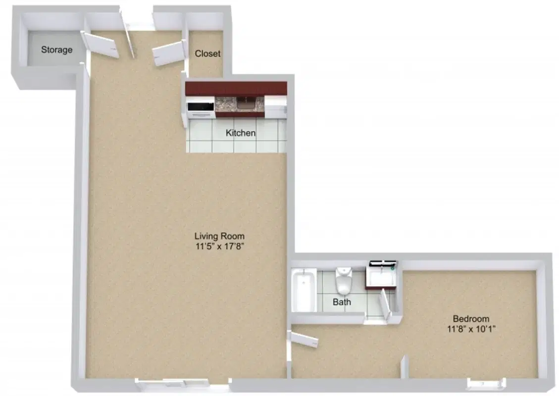 Regency Tower Apartments, Detroit – One Bedroom