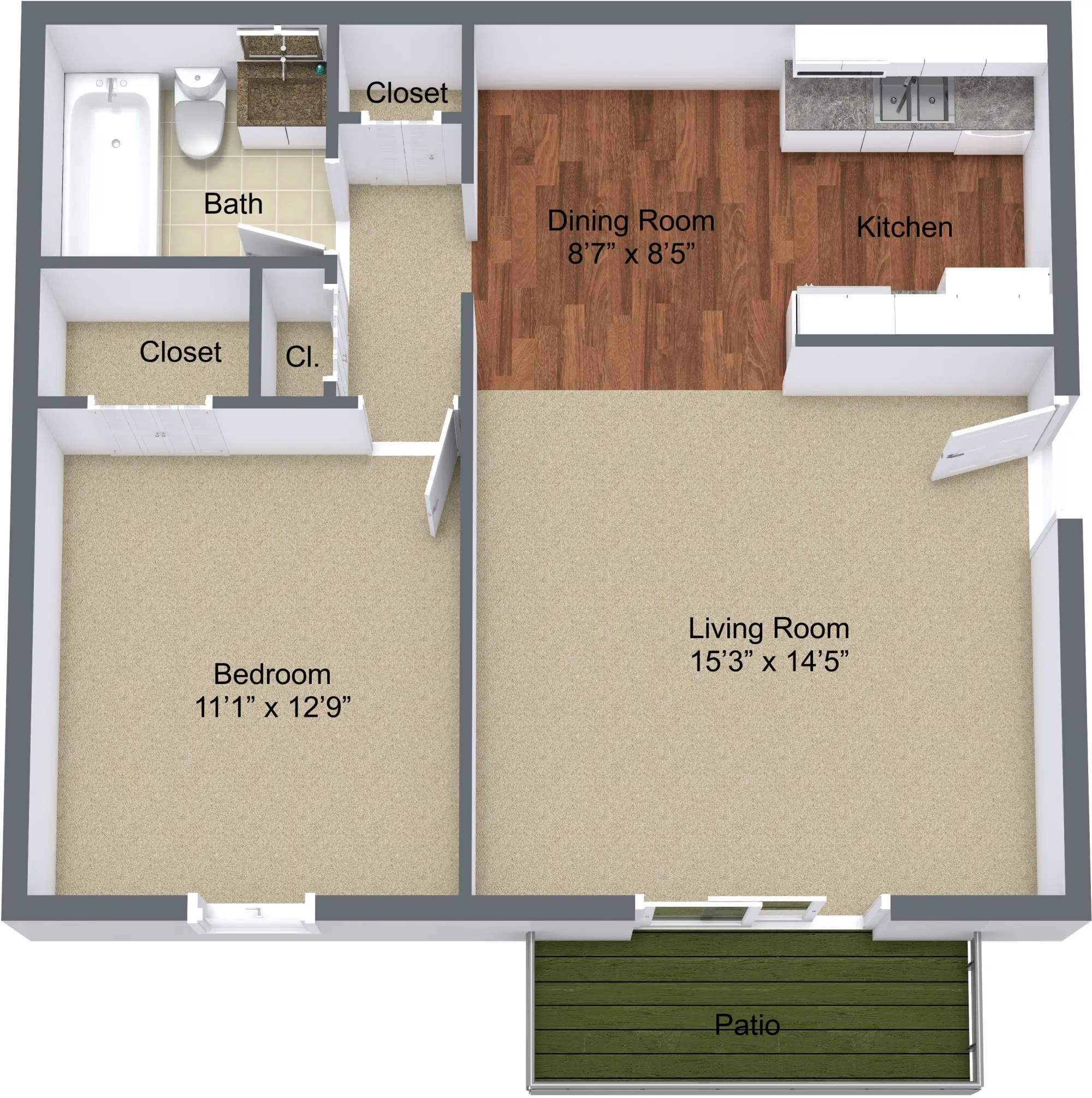 The Fairway Club Apartments, Greenville – One Bedroom