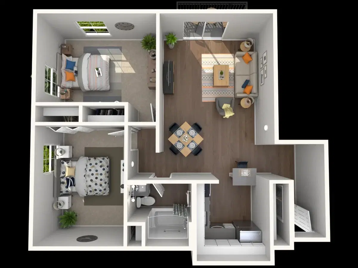 The Foundation Manor, East Lansing – 2 Bedroom 1 Bathroom | B1