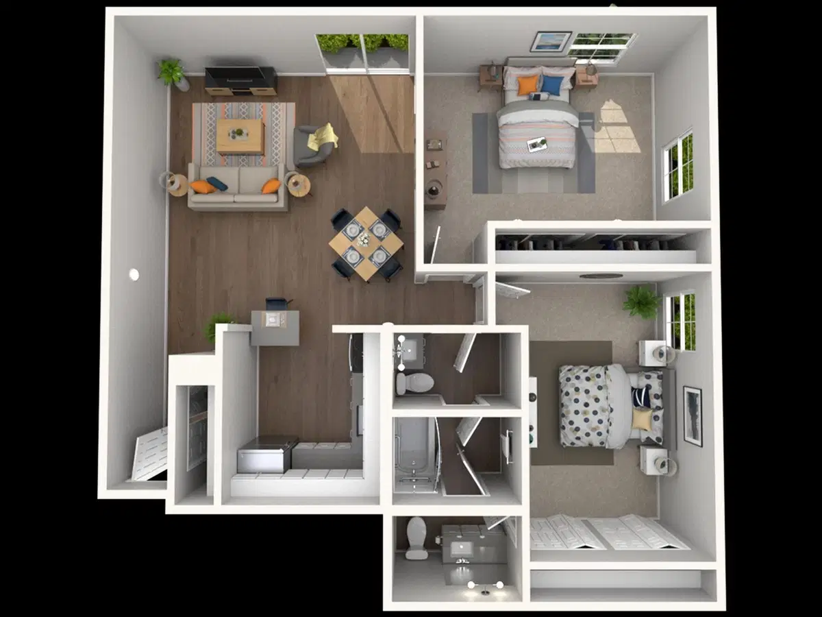 The Foundation Tower, East Lansing – 2 Bedroom 1.5 Bathroom | B2