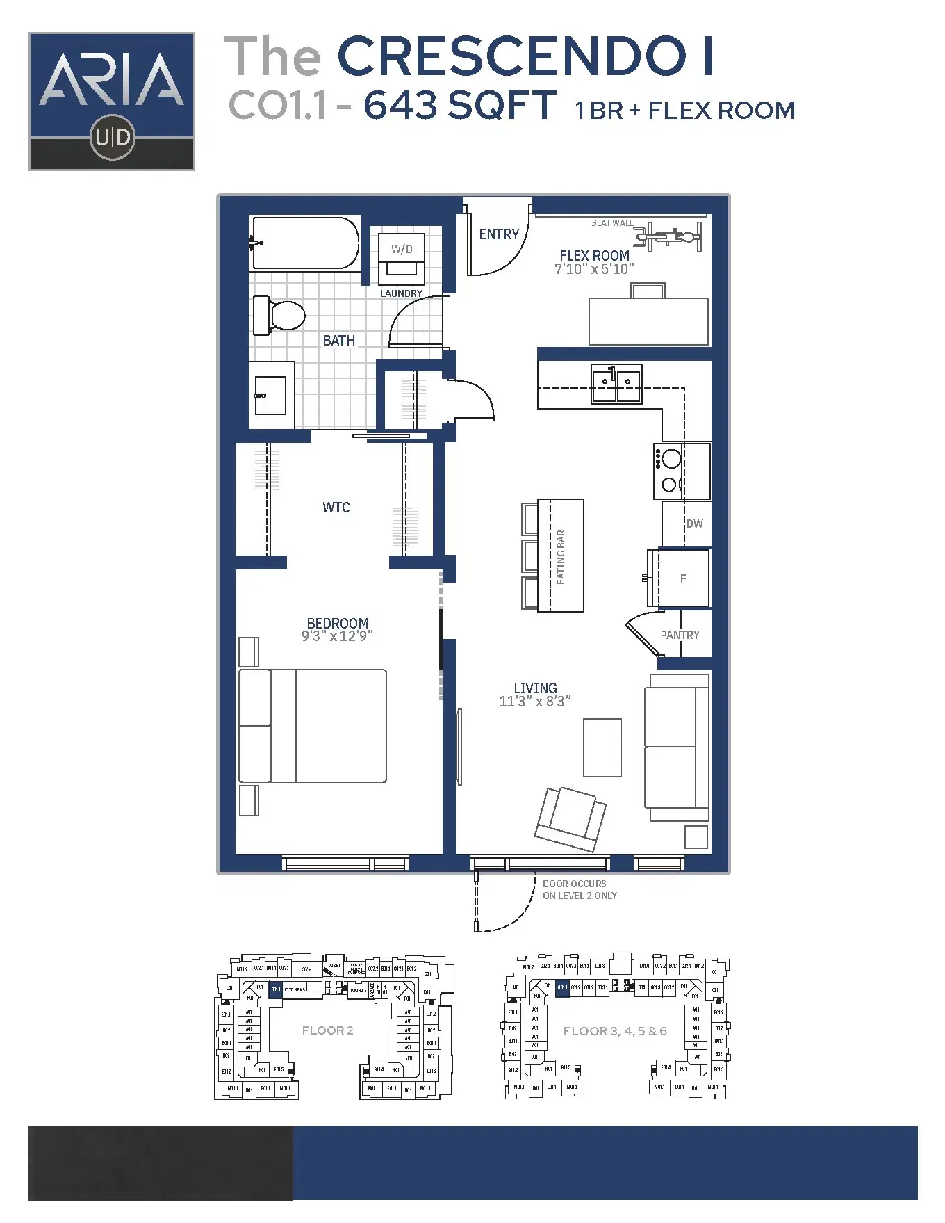 Aria, Calgary – 1 Bedroom 1 Bathroom | 1x1 Den