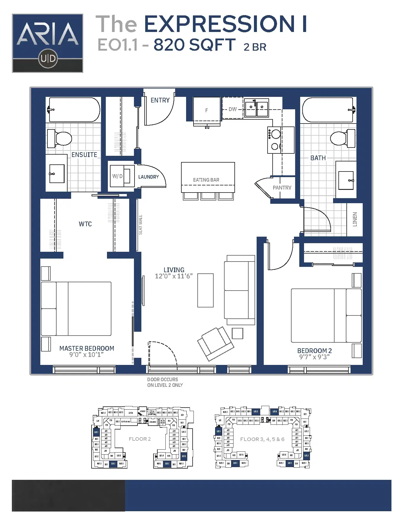 Aria, Calgary – 2 Bedroom 2 Bathroom | 2x2