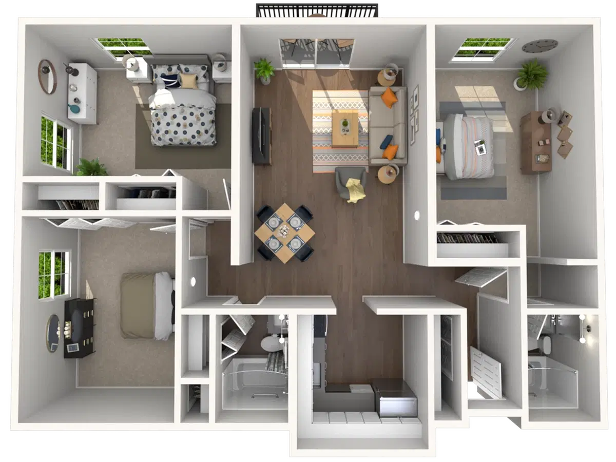 The Foundation Tower, East Lansing – 3 Bedroom 2 Bathroom | C2