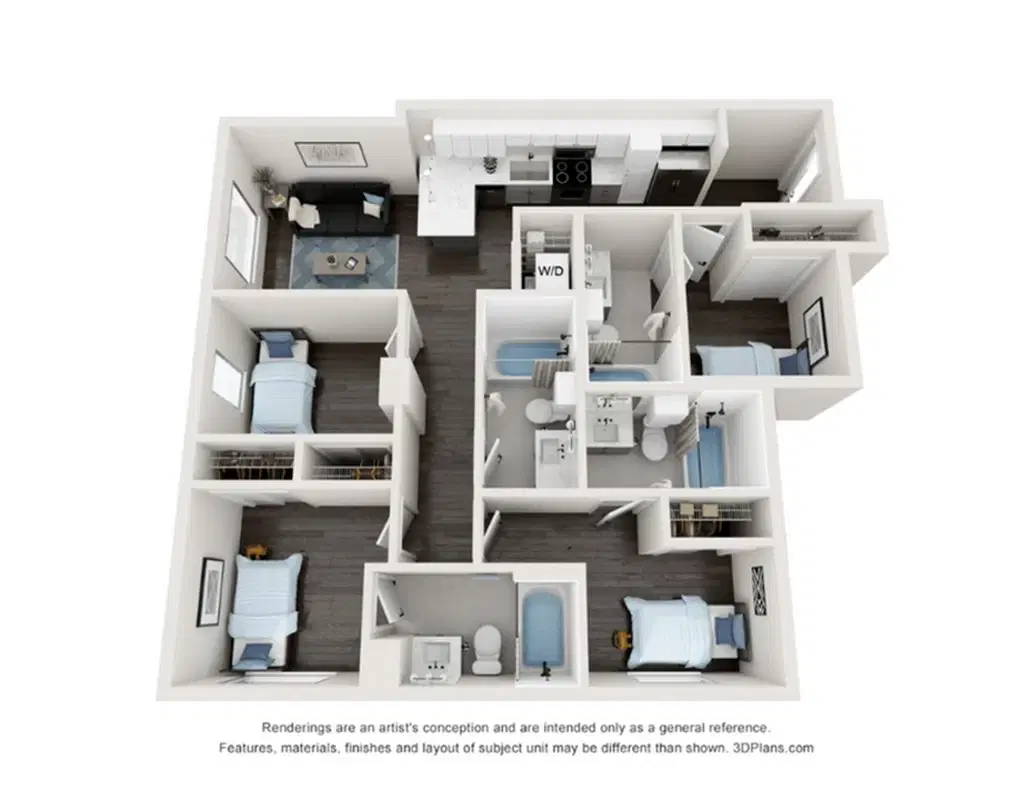 Villas On Rio, Austin – Room in 4 Bed 4 Bath | D1