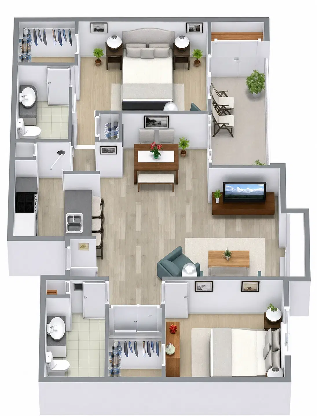 Oak Meadows Apartments, Denton – 2 Bedroom 2 Bathroom | B2