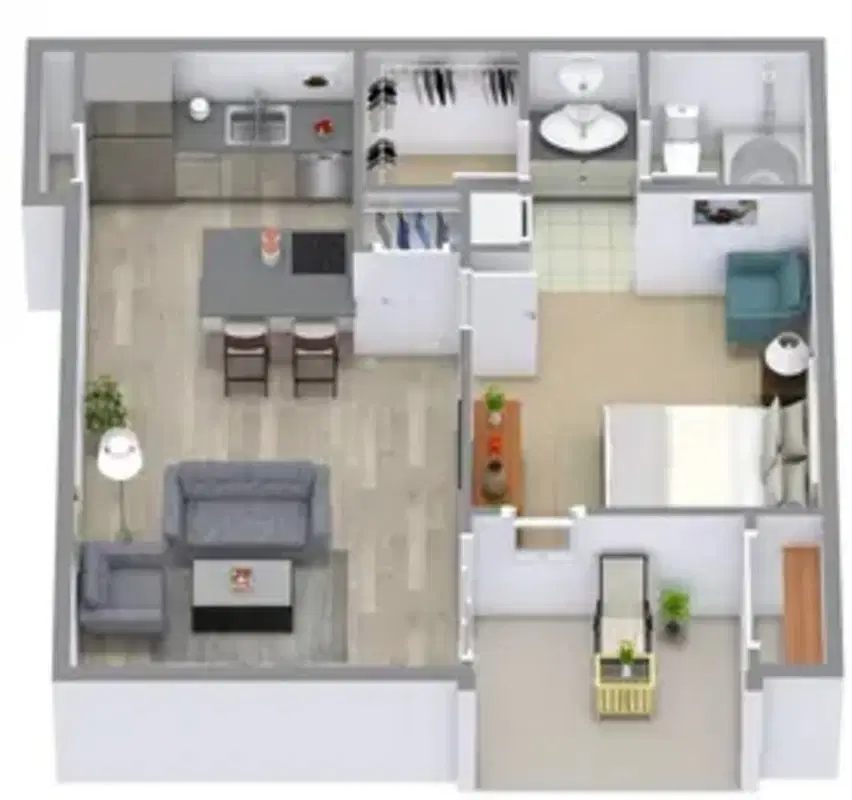 Oak Meadows Apartments, Denton – 1 Bedroom 1 Bathroom | A1U