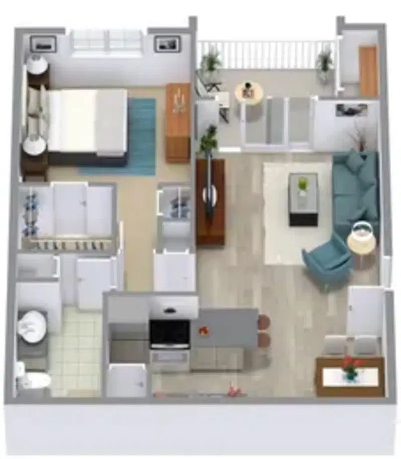 Oak Meadows Apartments, Denton – 1 Bedroom 1 Bathroom | A2