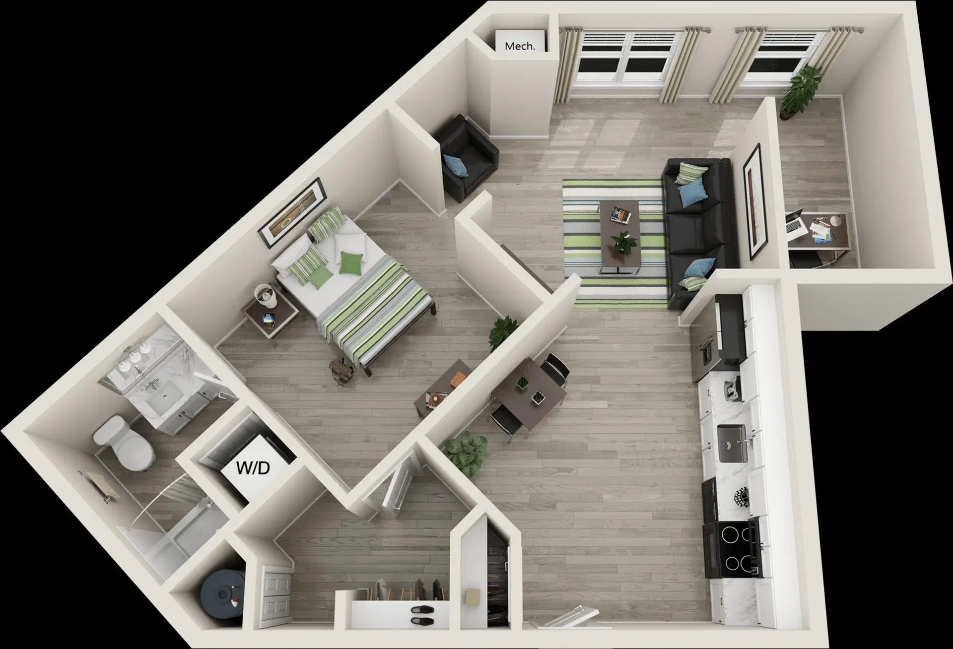 The Flats At Carrs Hill, Athens – Private Room - 1x1 + Den Premium (1 Bed - 1 Bath)