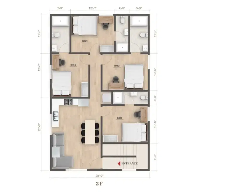 3430 Walton Ave, Los Angeles – Room in a 4 Bedroom 4 Bathroom (3428 1/2 Walton Ave FL3)