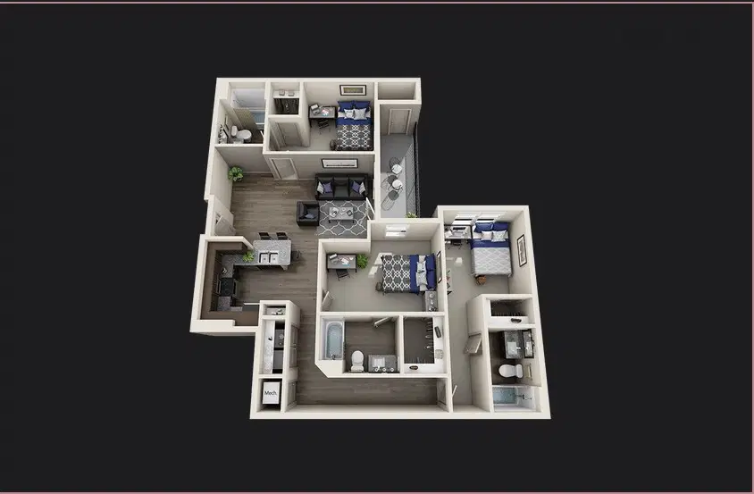 Signature 1505, Raleigh – Private Room - C1 (3 Bed - 3 Bath)