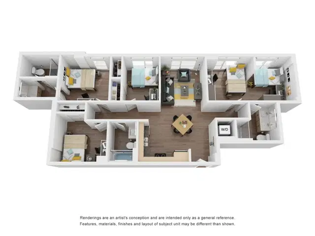 Theory U District, Seattle – D4 - 4 Bedroom 3 Bathroom Apartment