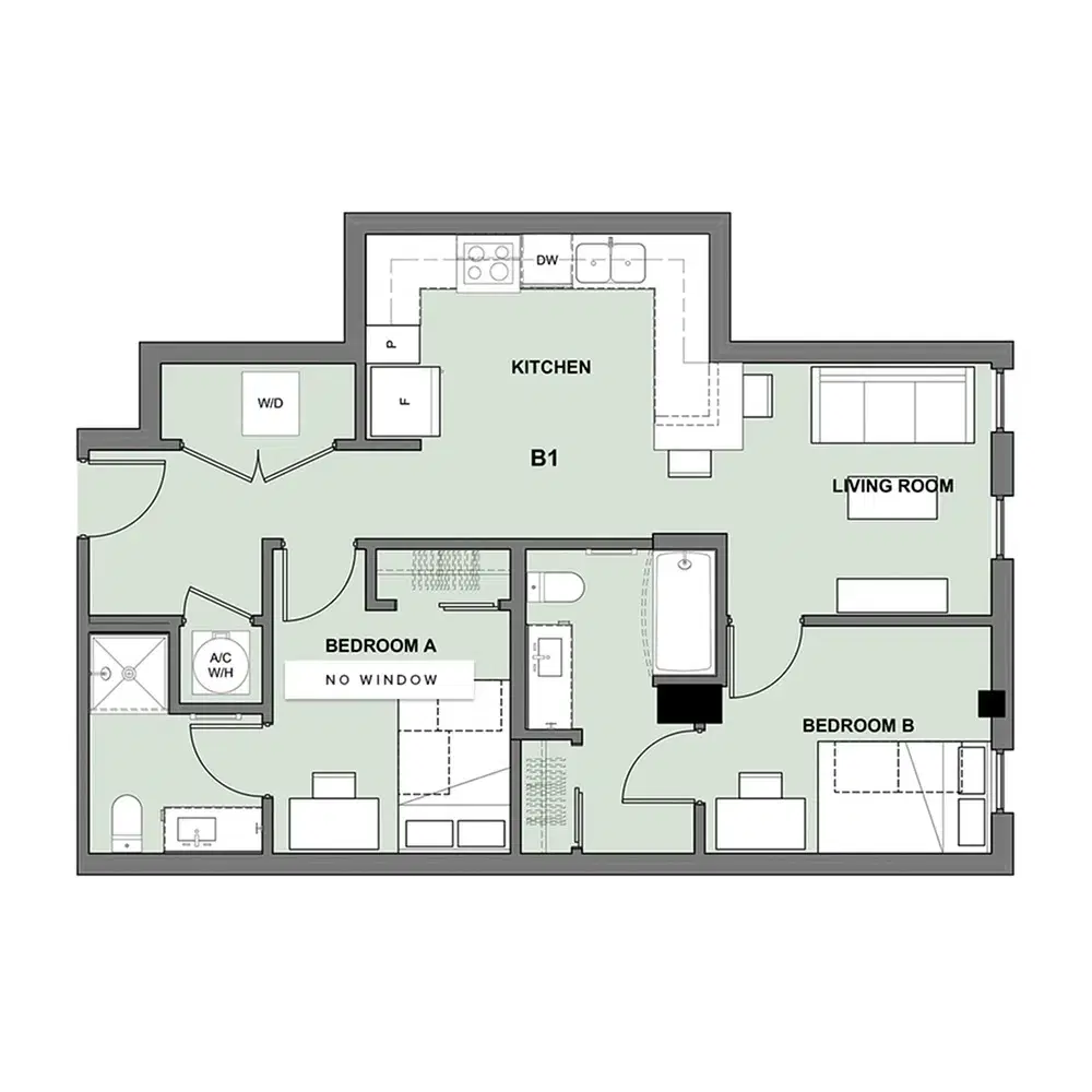 Inspire On 22nd, Austin – Room in 2 Bedroom 2 Bathroom | B1